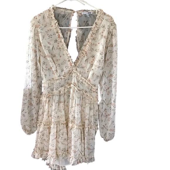 Floral V-Neck Ruffle Dress - Picture 1 of 3